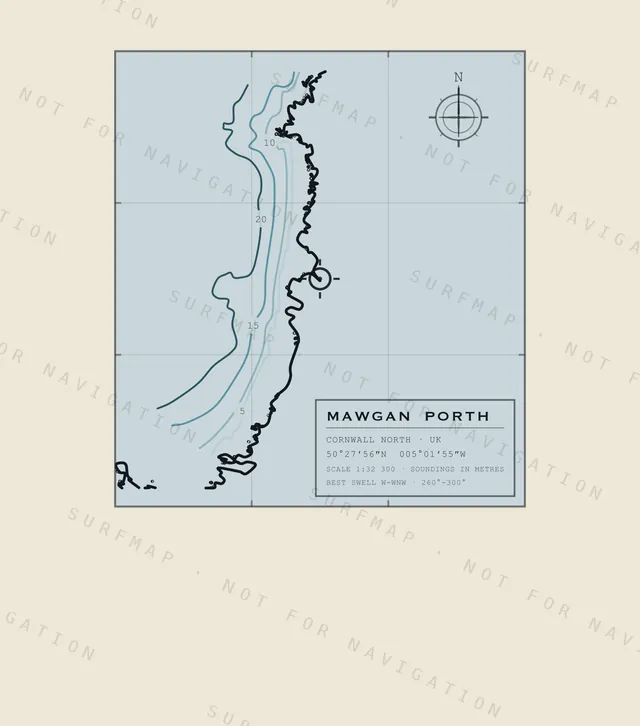 Mawgan Porth chart, the full artwork printed on the back