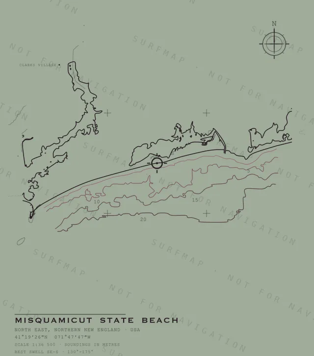 Misquamicut State Beach chart, the full artwork printed on the back