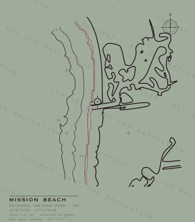 Mission Beach chart, the full artwork printed on the back