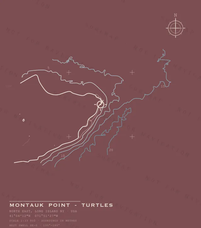 Montauk Point - Turtles chart, the full artwork printed on the back