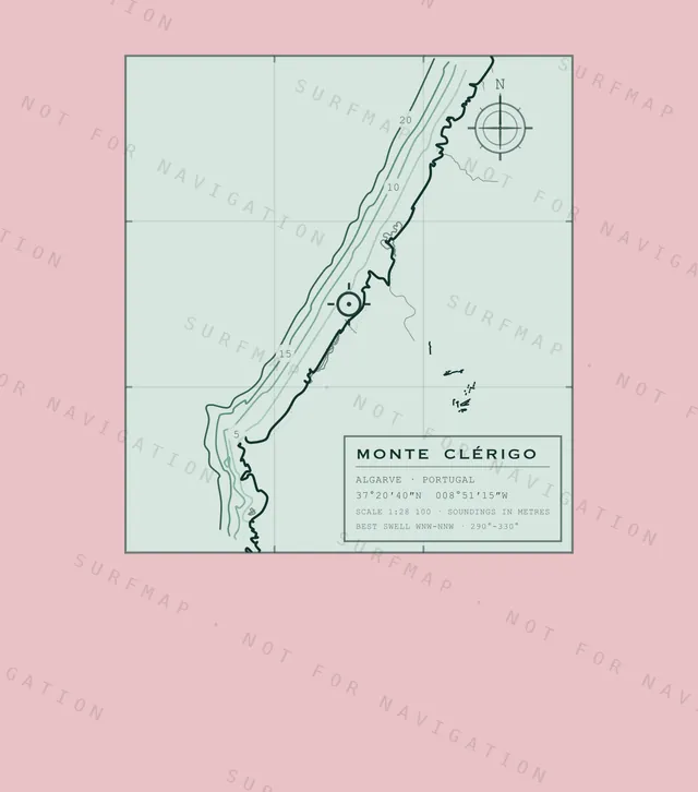 Monte Clérigo chart, the full artwork printed on the back
