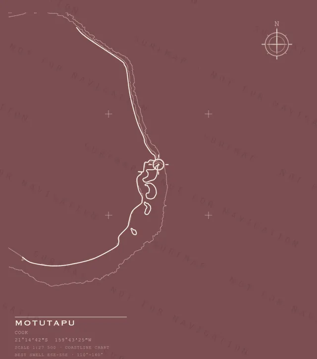 Motutapu chart, the full artwork printed on the back