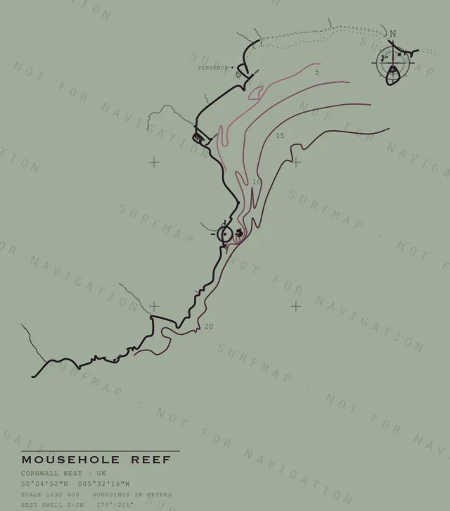 Mousehole Reef chart, the full artwork printed on the back