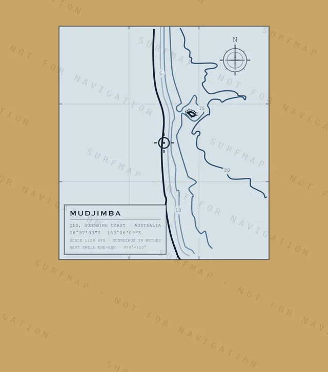 Mudjimba chart, the full artwork printed on the back