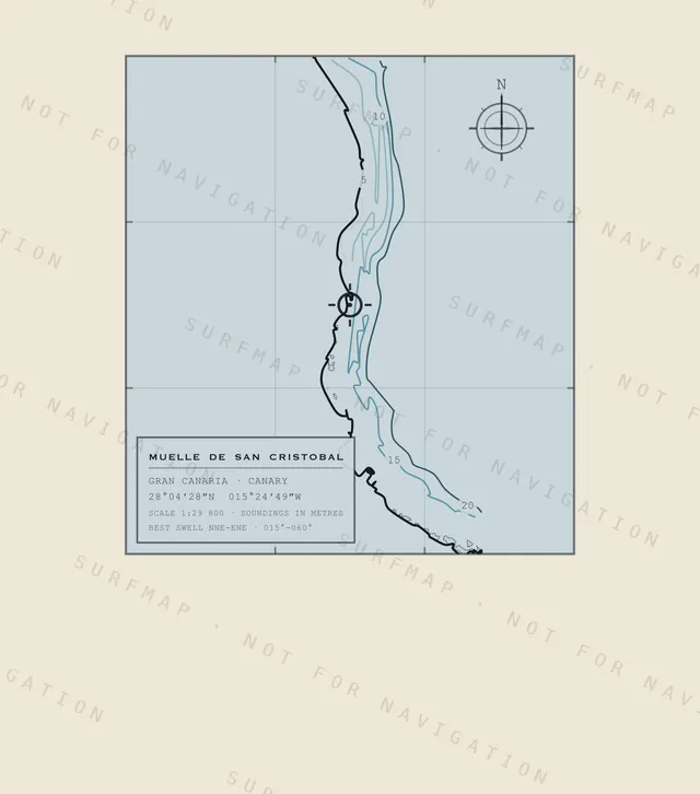 Muelle de San Cristobal chart, the full artwork printed on the back
