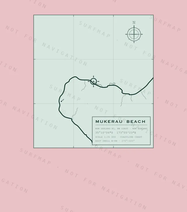 Mukerau Beach chart, the full artwork printed on the back