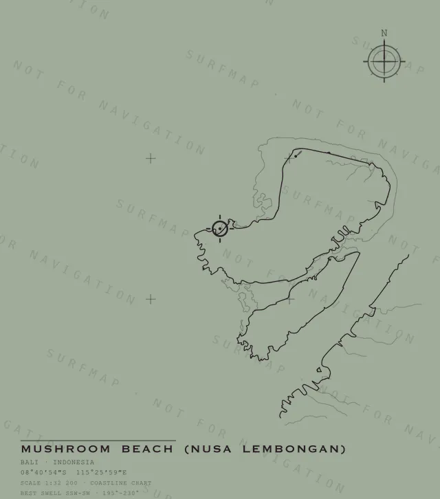 Mushroom Beach (Nusa Lembongan) chart, the full artwork printed on the back