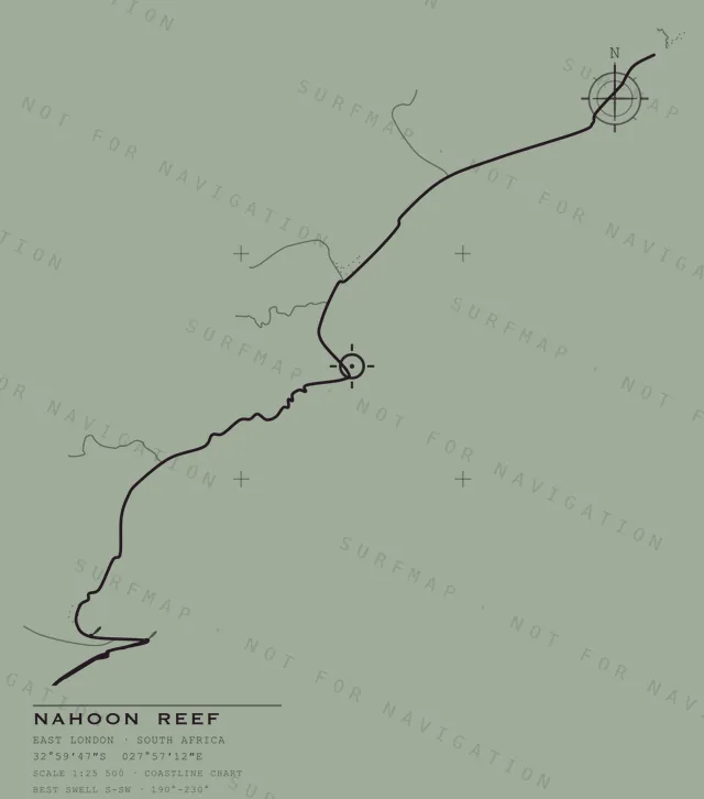 Nahoon Reef chart, the full artwork printed on the back