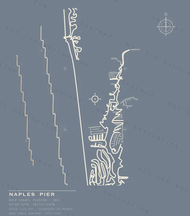Naples Pier chart, the full artwork printed on the back