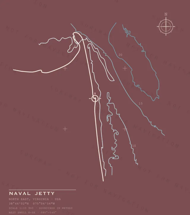 Naval Jetty chart, the full artwork printed on the back