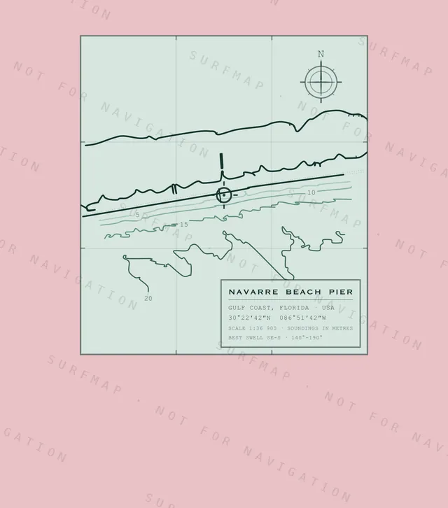 Navarre Beach Pier chart, the full artwork printed on the back