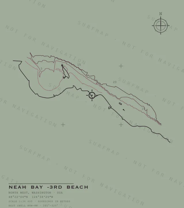 Neah Bay -3rd Beach chart, the full artwork printed on the back