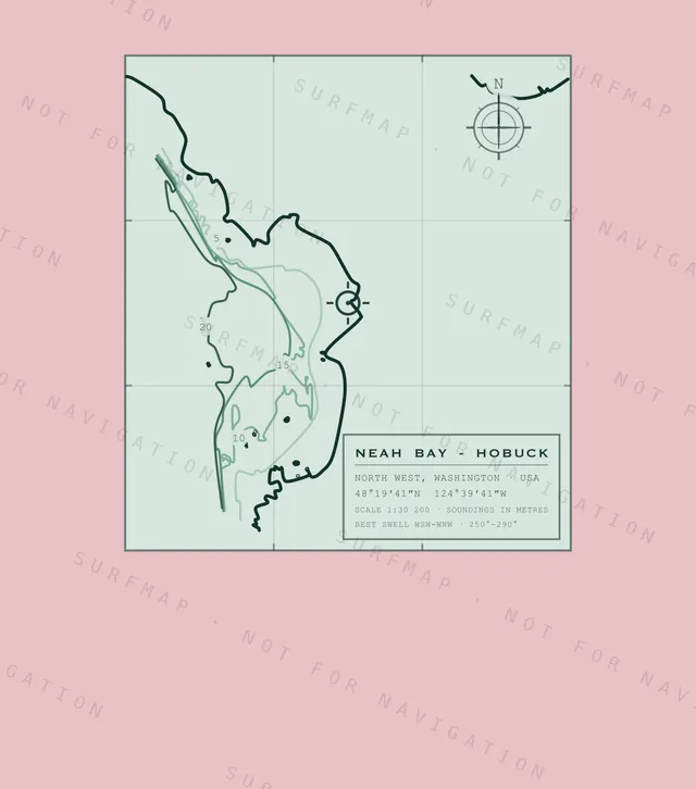 Neah Bay - Hobuck chart, the full artwork printed on the back