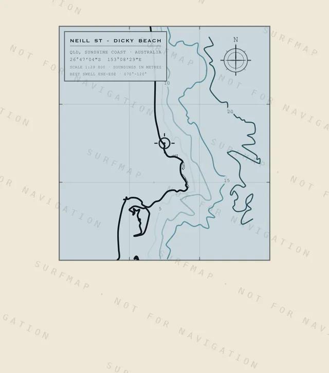 Neill ST - Dicky Beach chart, the full artwork printed on the back