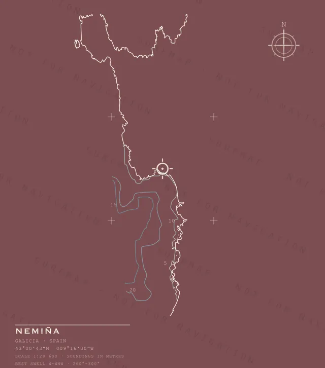 Nemiña chart, the full artwork printed on the back