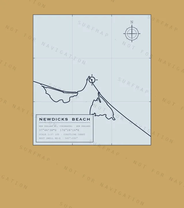 Newdicks Beach chart, the full artwork printed on the back