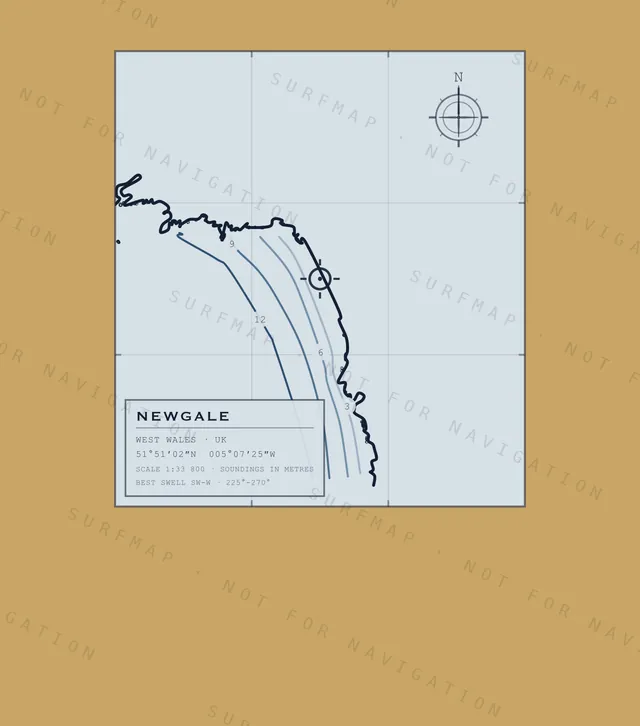 Newgale chart, the full artwork printed on the back
