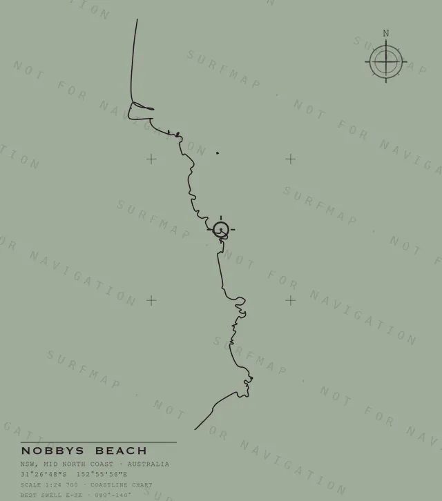 Nobbys Beach chart, the full artwork printed on the back