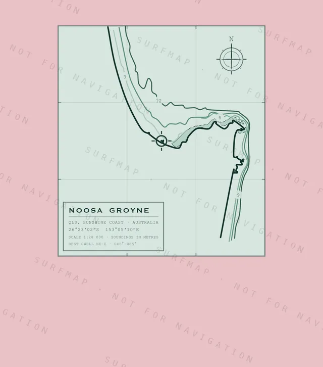 Noosa Groyne chart, the full artwork printed on the back