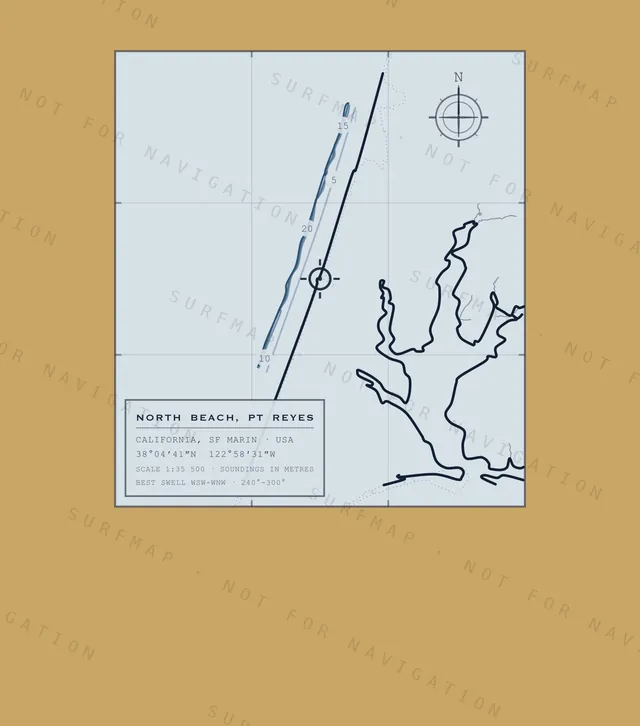 North Beach, Pt Reyes chart, the full artwork printed on the back