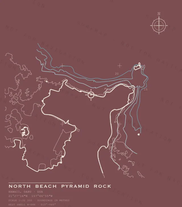 North Beach Pyramid Rock chart, the full artwork printed on the back