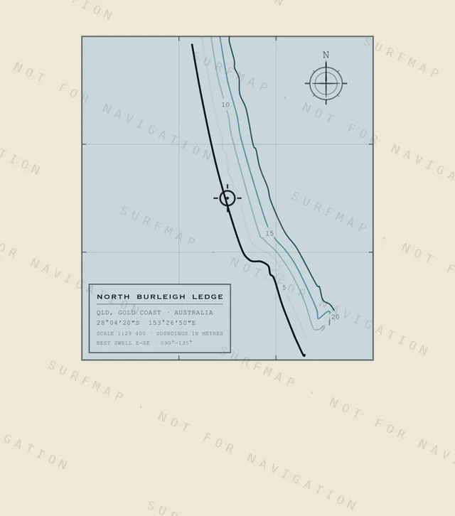 North Burleigh Ledge chart, the full artwork printed on the back