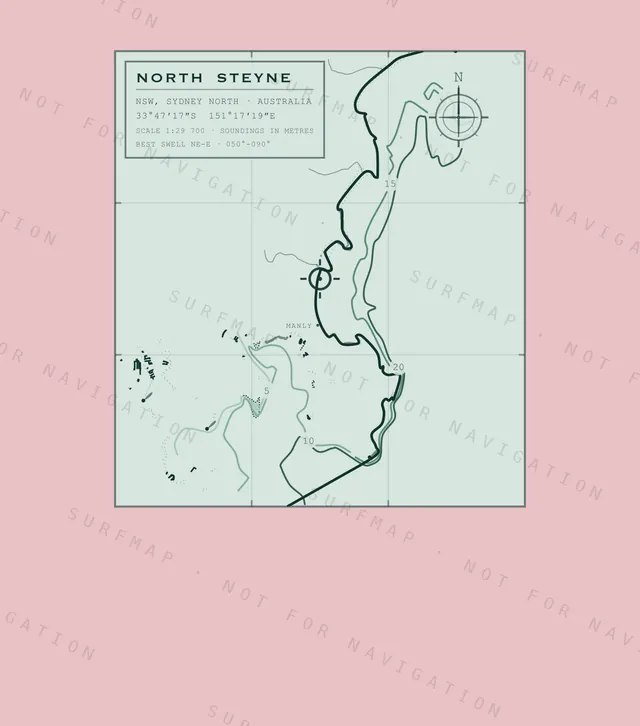 North Steyne chart, the full artwork printed on the back