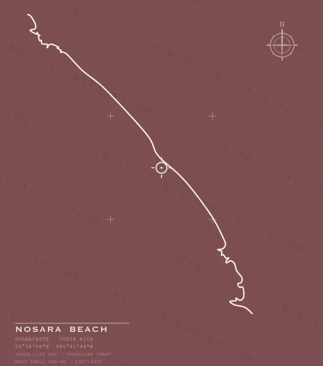 Nosara Beach chart, the full artwork printed on the back