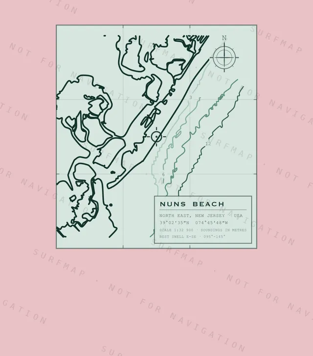 Nuns Beach chart, the full artwork printed on the back