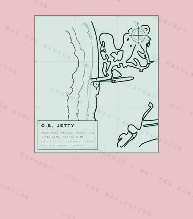O.B. Jetty chart, the full artwork printed on the back