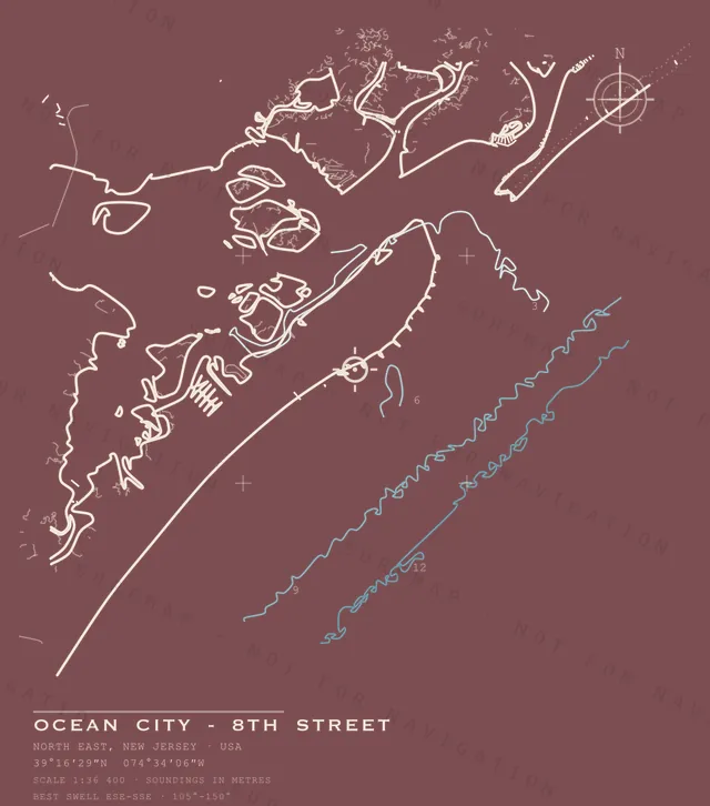 Ocean City - 8th Street chart, the full artwork printed on the back