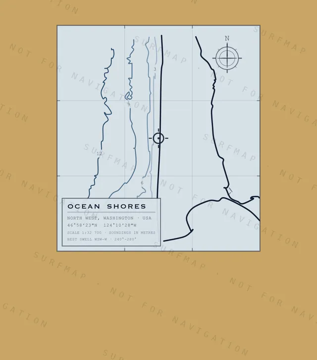 Ocean Shores chart, the full artwork printed on the back