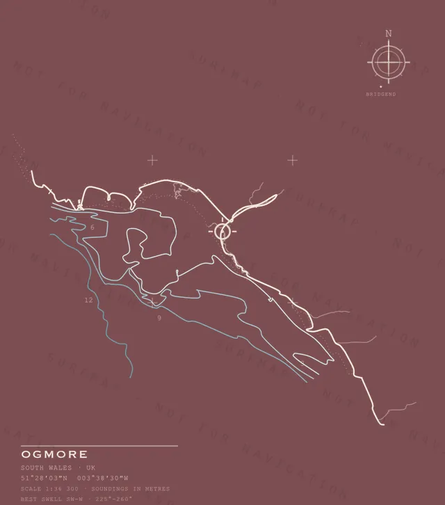 Ogmore chart, the full artwork printed on the back
