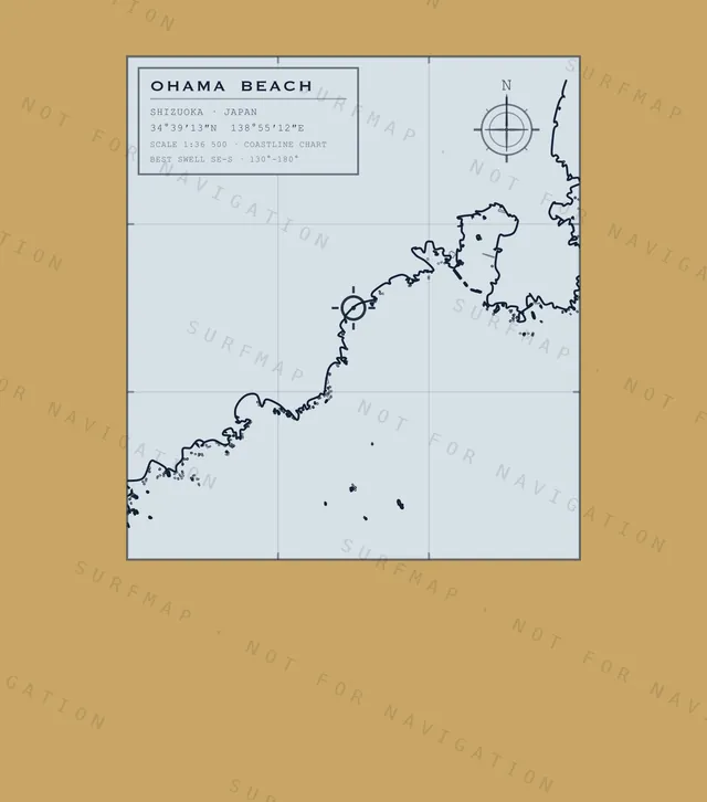 Ohama Beach chart, the full artwork printed on the back