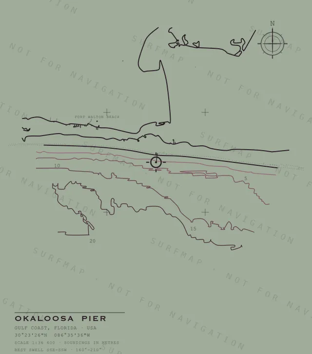 Okaloosa Pier chart, the full artwork printed on the back