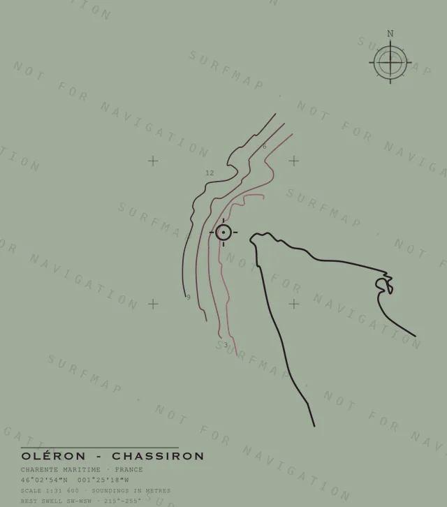 Oléron - Chassiron chart, the full artwork printed on the back
