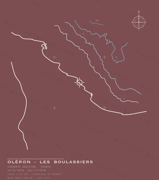 Oléron - Les Boulassiers chart, the full artwork printed on the back