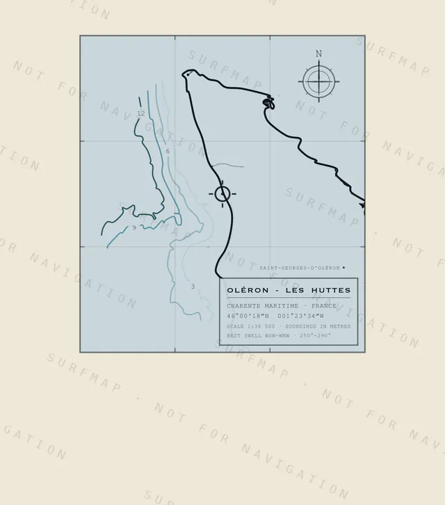 Oléron - Les Huttes chart, the full artwork printed on the back