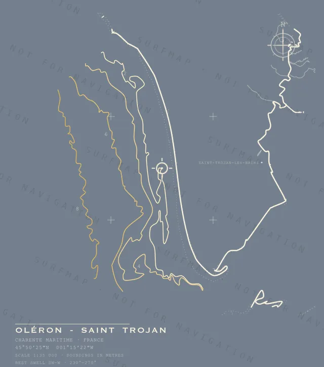 Oléron - Saint Trojan chart, the full artwork printed on the back