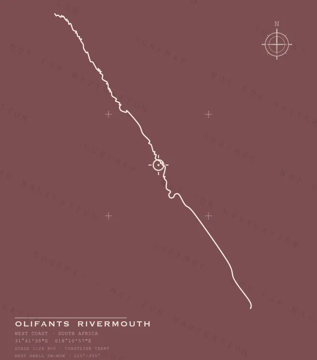 Olifants Rivermouth chart, the full artwork printed on the back