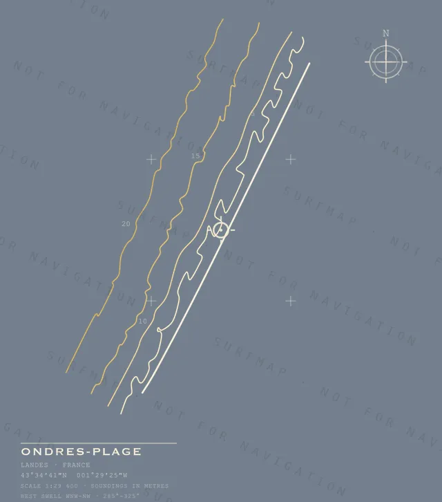 Ondres-Plage chart, the full artwork printed on the back