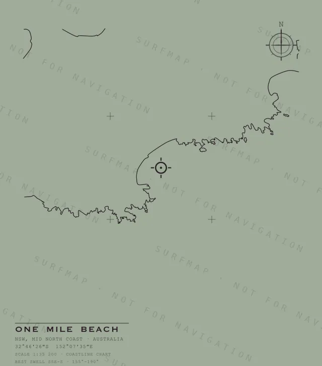 One Mile Beach chart, the full artwork printed on the back