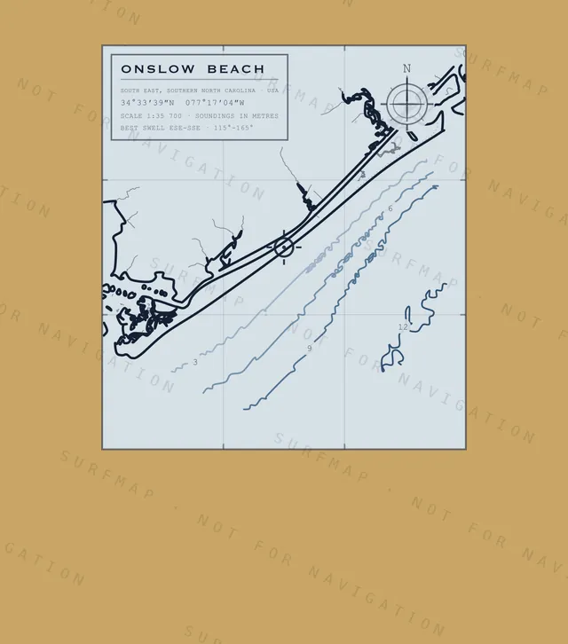 Onslow Beach chart, the full artwork printed on the back