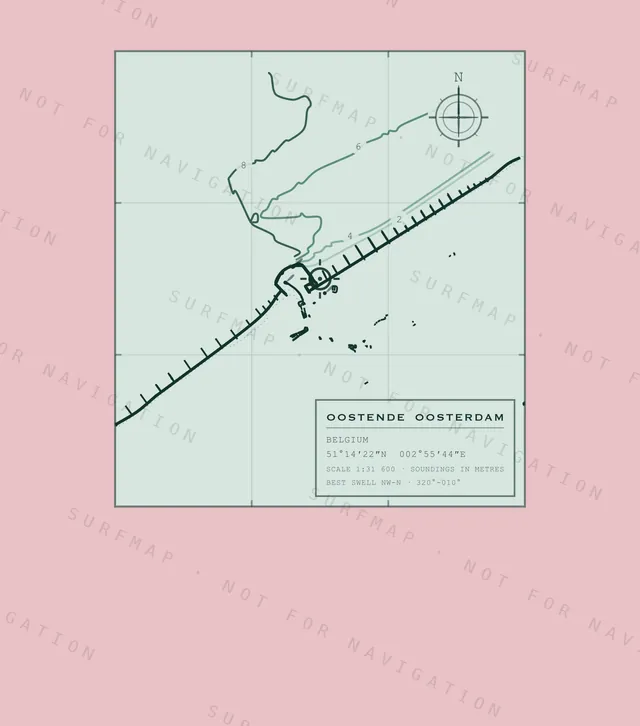 Oostende Oosterdam chart, the full artwork printed on the back