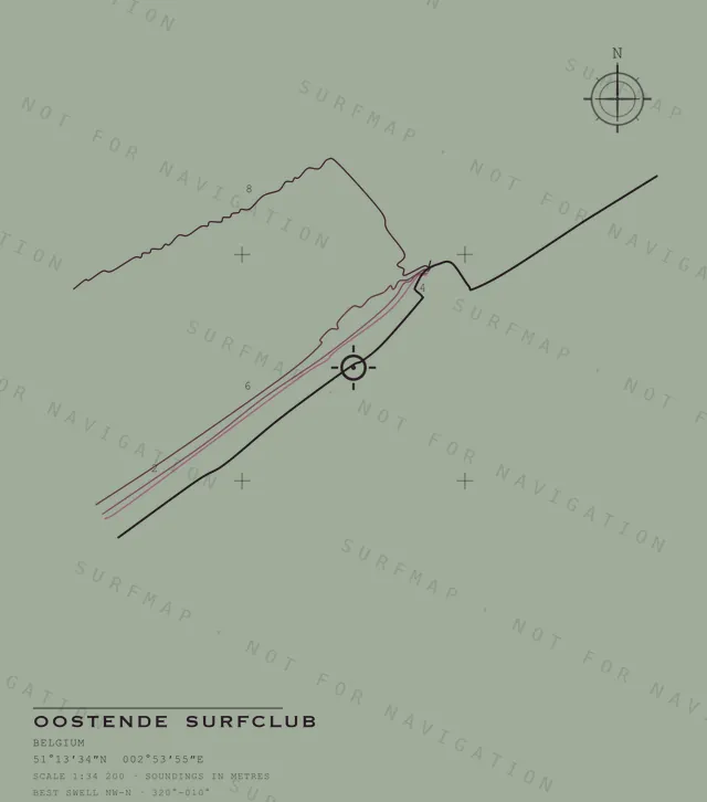 Oostende Surfclub chart, the full artwork printed on the back