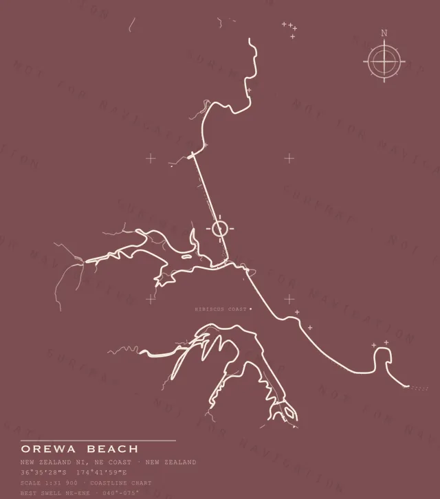 Orewa Beach chart, the full artwork printed on the back