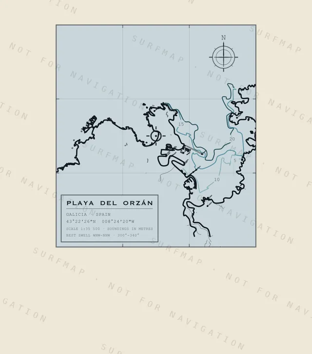 Playa del Orzán chart, the full artwork printed on the back