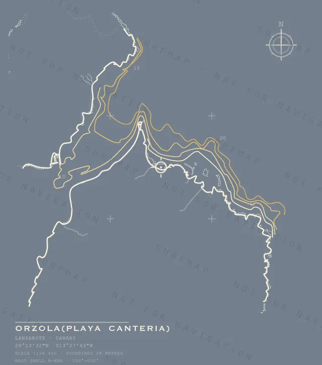 Orzola(playa Canteria) chart, the full artwork printed on the back