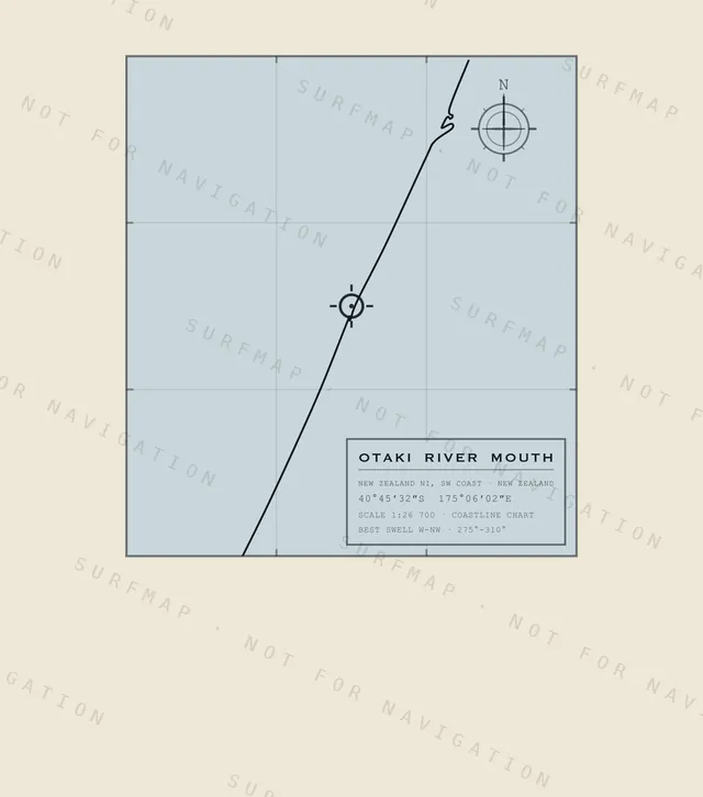 Otaki River Mouth chart, the full artwork printed on the back