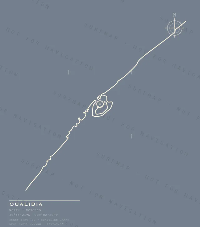 Oualidia chart, the full artwork printed on the back